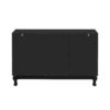 Modern Mirrored TV Stand For TV Up To 55", Entertainment Center Solid Wood Legs, Metal Handle And 3 Adjustable Shelves For Living Room - Black - Image 20