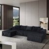 Modern 6 Piece Modular U Shaped Sectional Sofa With Chaise Lounge Corduroy - Black - Image 7