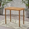 Outdoor Minimalist Acacia Wood Rectangle Bar Table, Durable Hardwood - Teak - Image 2