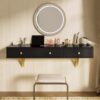 Floating Shelf With Drawer, Multi-Purpose Wall-Mounted Vanity Table, Mounted Desk, Floating Table For Bedroom, Bathroom, Hairdressers - Black / Golden - Image 16