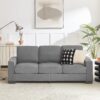 Modern Snowfleece Fabric 3 Seater Sofa With Cup Holders - Gray - Image 4