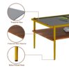 Rectangle Coffee Table With Tempered Glass Top, Modern Table For Living Room - Gray / Gold - Image 6