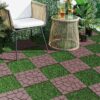 New Stone Texture Patio Deck Tiles, Diy Module Interlocking Decking Tiles Floor Tile, Easy And Quick Installation Court Tiles For Porch Poolside Balcony Backyard 44 Pieces - Red Brown - Image 2