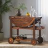 Wood And Aluminum Bar Cart With 2 Shelves - Oak / Silver - Image 7