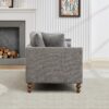 Chenille Upholstered Chaise Lounge With Nailheads And Rubberwood Legs, Wide Sleeper Sofa With 4 Throw Pillows & 2 Bolsters - Gray - Image 11