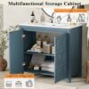 Bathroom Vanity Organizer With Sink, Solid Storage Cabinet - Retro Blue - Image 7