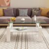 Modern Rectangular Coffee Table & Tempered Glass Top Layer, Table For Living Room - Transparent - Image 2