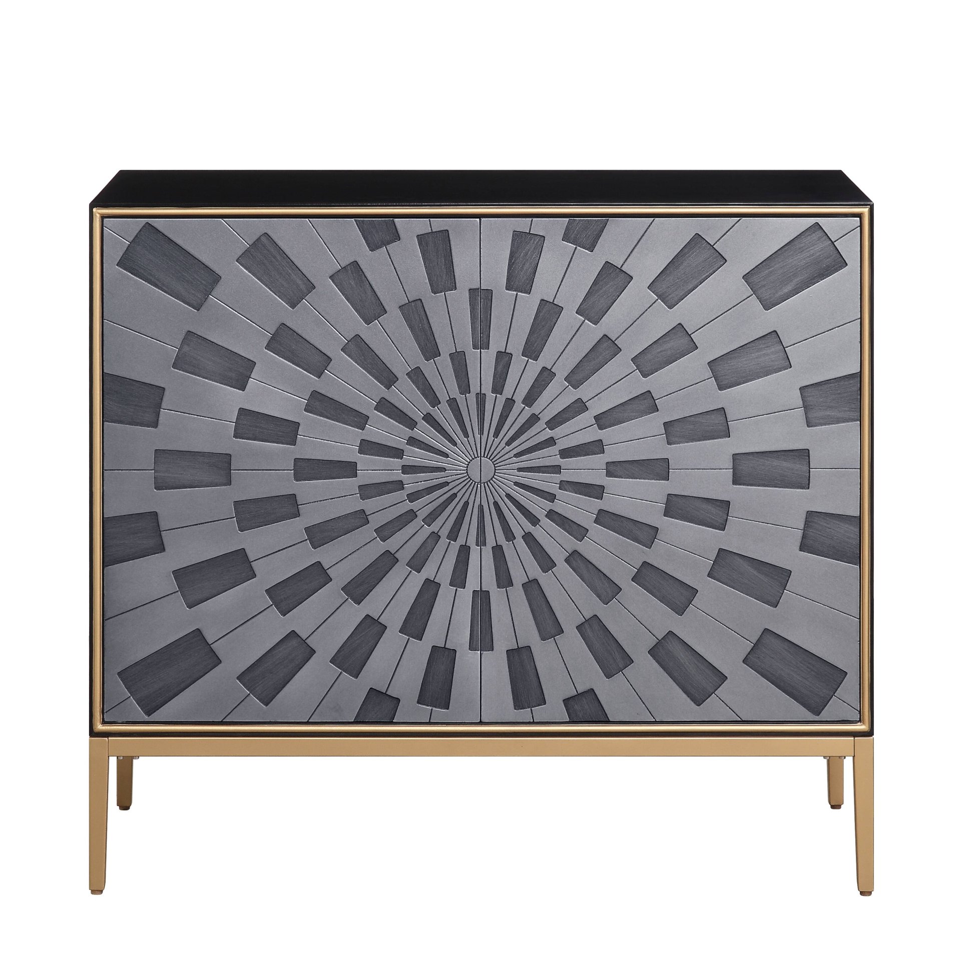 Quilla - Brass Console Cabinet - Black / Gery - Image 5