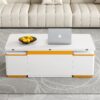 Lift Top Coffee Table With 4 Storage Stools, Multi Functional Adjustable Coffee Table For Living Room - White - Image 5