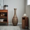 Tall Artificial Rattan Floor Vase In Elegant Statement Piece For Living Room Decor, Entryway, Or Hallway Versatile Home Accent For Dried Or Silk Floral Arrangements - Beige / Gray - Image 17