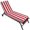 2 Pieces Set Outdoor Lounge Chair Cushion Replacement Patio Furniture Seat Cushion Chaise Lounge Cushion - Red / White - Image 8