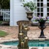 Rustic Decorative Tree Trunk 5 Tier Water Fountain, With Light And Pump, For Indoor And Outdoor - Brown - Image 7