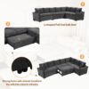 L-Shaped Sofa Convertible Sofa Bed Pull Out Sofa Sleeper With Two Back Pillows, Two USB Ports And Two Power Sockets For Living Room - Gray - Image 5