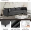 Modern Modular Sectional Oversized 4 Seat Couch Set & 4 Pillows, Minimalist Style Wide Seat Comfy Sofa - Gray - Image 8