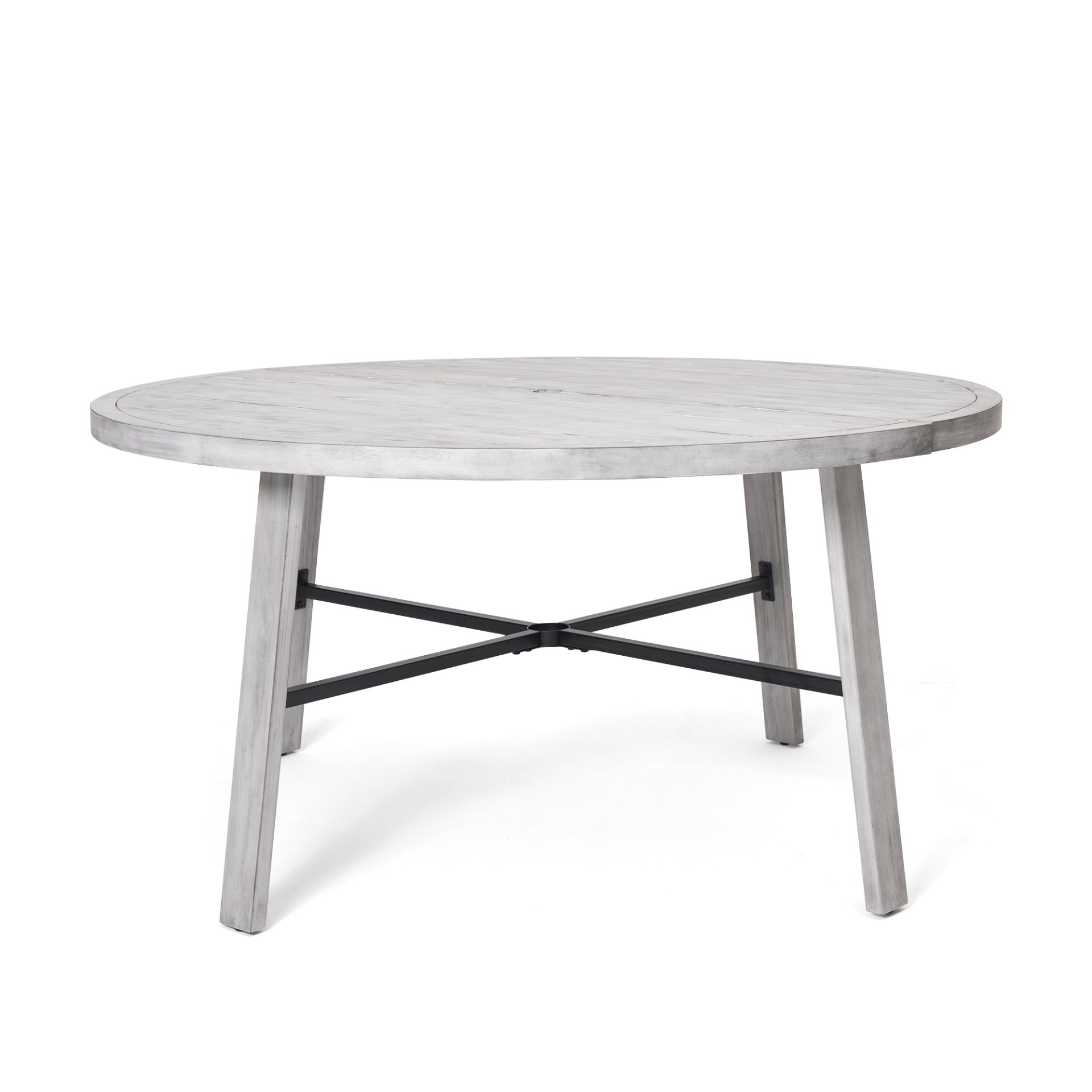 6 Person Outdoor Wooden Dining Set With Umbrella Hole And Removable Cushions For Patio - Gray - Image 22