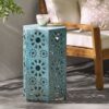 Galore - Side Table With Sunburst Cut Out Design - Teal - Image 4