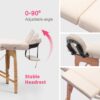 Massage Table Portable Massage Bed Lash Bed With Carrying Case Spa Table Height Adjustable, Salon Bed Face Cradle Bed - Cream - Image 6