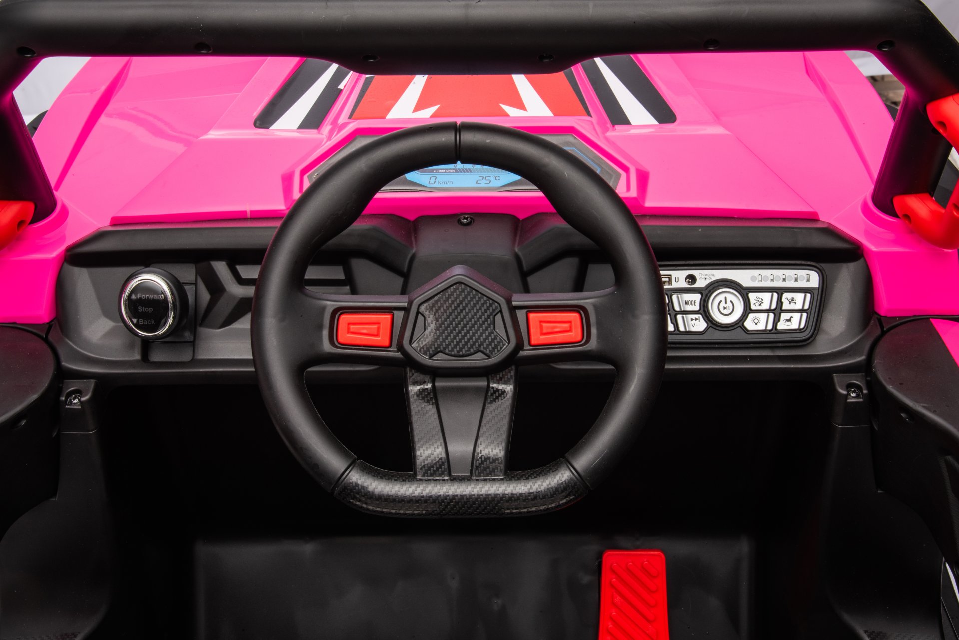 12V7A*1 30W*4 Four-Wheel Drive Leather Seat One Button Start, Forward And Backward, High And Low Speed, Music, Front Light, Power Display, Two Doors Can Open, 2.4G R / C, Seat Belt Four Wheel Absorber - Pink - Image 18