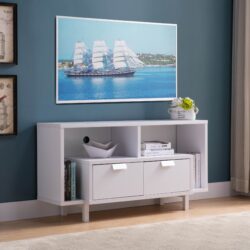 Modern TV Stand & Two Shelves And Two Drawers - White