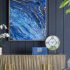 Framed Art Panels, Unique Marbled Design (Set of 2) - Blue - Image 7