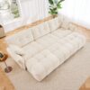 Elegant 3 Seater Sofa Set With Ottomans And Pillows Frame, Textured - White - Image 14