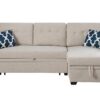 Sectional With Storage Chaise And Cupholder Armrest - Beige - Image 15