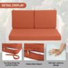 Outdoor Loveseat Cushion Set, Deep Seat Cushions For Patio Furniture, Waterproof Replacement Patio Chair Cushions (Set of 2), Double Seat - Red - Image 6