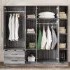 6 Door Wardrobe With Shelves And Drawers - Gray - Image 14