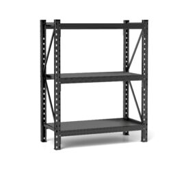 3 Tier Industrial Shelving Rack, Heavy Duty Shelving Unit Adjustable - Black