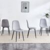 (Set of 4) Fabric Back And Metal Combined Spoon Chairs Perfectly Matching Minimalist And Scandinavian Style Homes - Gray / Black - Image 5