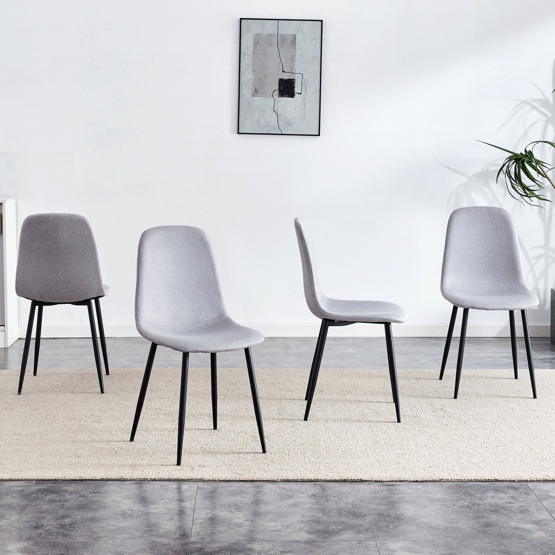 (Set of 4) Fabric Back And Metal Combined Spoon Chairs Perfectly Matching Minimalist And Scandinavian Style Homes - Gray / Black - Image 5