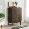Modern 4 Drawer Dresser Chest For Living Room, Bedroom, Corridor Wooden Storage Cabinet - Walnut - Image 5
