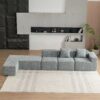 Sectional Sofa Full-Compressed Sofa Couch Free-Combined Sofa For Living Room - Gray - Image 13