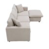 Modern Sectional Sofa With Throw Pillows, Cloud L Shaped Couch Set With Wide 4 Seat Comfy Couch Set With Movable Ottoman - Beige - Image 7