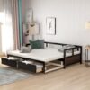 Daybed With Trundle And Two Storage Drawers, Sofa Bed For Bedroom Living Room - Espresso - Image 12
