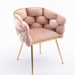Luxury Modern Simple Leisure Velvet Single Sofa Chair Bedroom Lazy Person Household Dresser Stool Manicure Table Back Chair - Pink