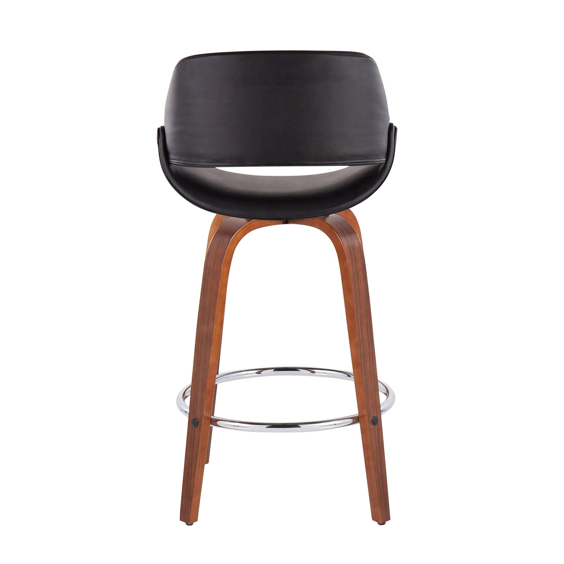 Fabrico - Mid-Century Modern Fixed Height Counter Stool With Round Footrest (Set of 2) - Walnut / Black - Image 5