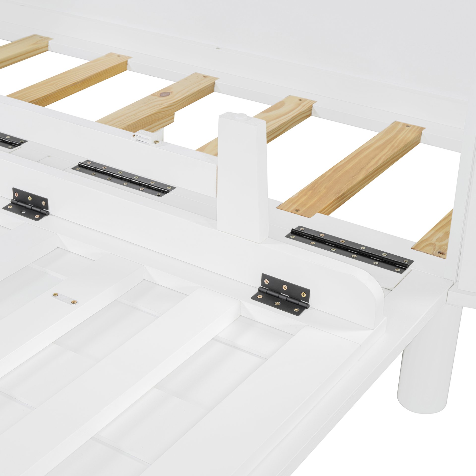 Queen Murphy Bed With Hidden Storage & Modern Woven Design - White - Image 10