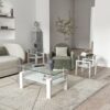 Modern Tempered Glass Tea Table, End Square Table For Living Room (Set of 2) - Transparent / White - Image 13