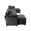 Modern Upholstered Corduroy Fabric Sofa With 3 Footstools And Pillows, 4 Seater - Gray - Image 15