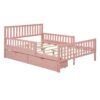 Full Size Platform Bed With Guardrails On Both Sides And 2 Storage Drawers - Pink - Image 4