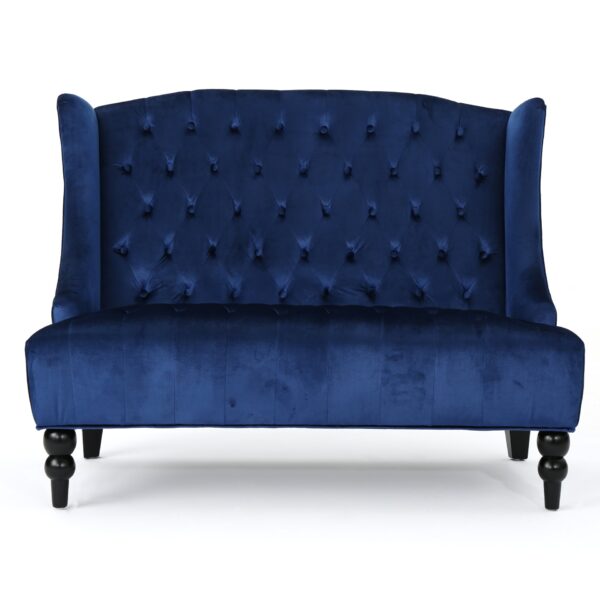 Nurturing - Upholstered Loveseat With Wing Back And Diamond Tufting - Navy Blue