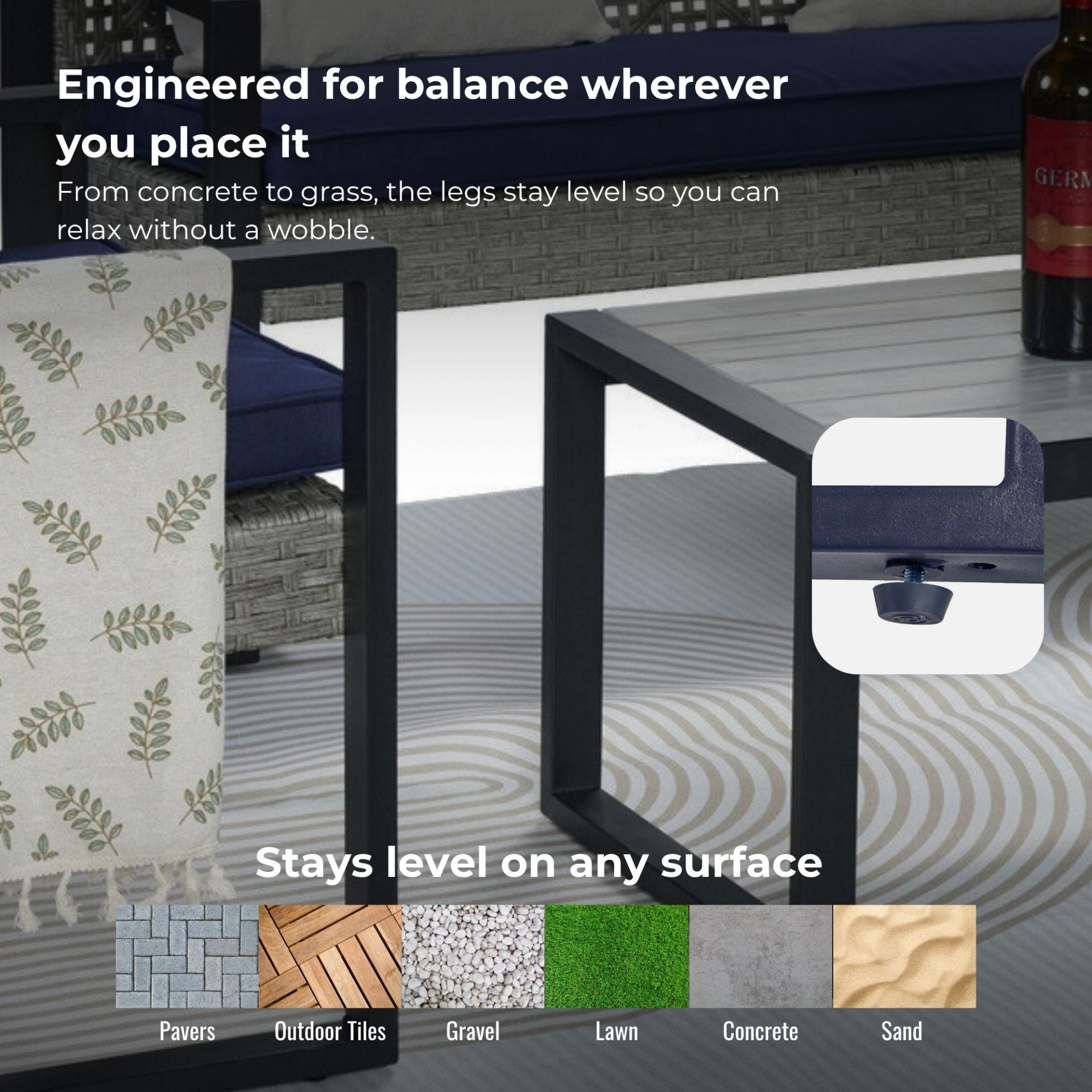 4 Piece Patio Furniture Set With Gray Acacia Wood Table Top - White - Image 8