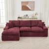 Cloud Sectional Sofa Upholstered Sofa Couch With Double-Layer Cushion And Side Pockets - Red - Image 6