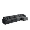 Modern Upholstered 4 Seater Corduroy Sofa With Footstool Corduroy Fabric - Gray - Image 14