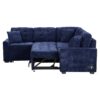 L-Shape Sofa Bed Pull-Out Sleeper Sofa With Wheels, USB Ports, Power Sockets For Living Room - Navy Blue - Image 10