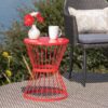 Lassen - Modern Red Iron Side Table With Hourglass Design - Red - Image 5