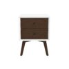 Caroline - Mid-Century Modern Style White Night Stand 2 Drawer - Dark Brown / White - Image 8