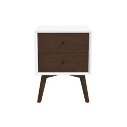 Caroline - Mid-Century Modern Style White Night Stand 2 Drawer - Dark Brown / White