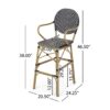 Outdoor Wicker And Aluminum French Barstools (Set of 2) - Black - Image 3